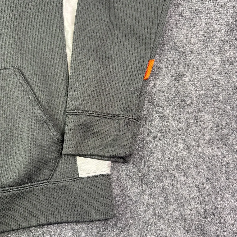 Nike Boys Performance Hoodie Youth XL Gray Orange Colorblock Swoosh Pullover Y2K